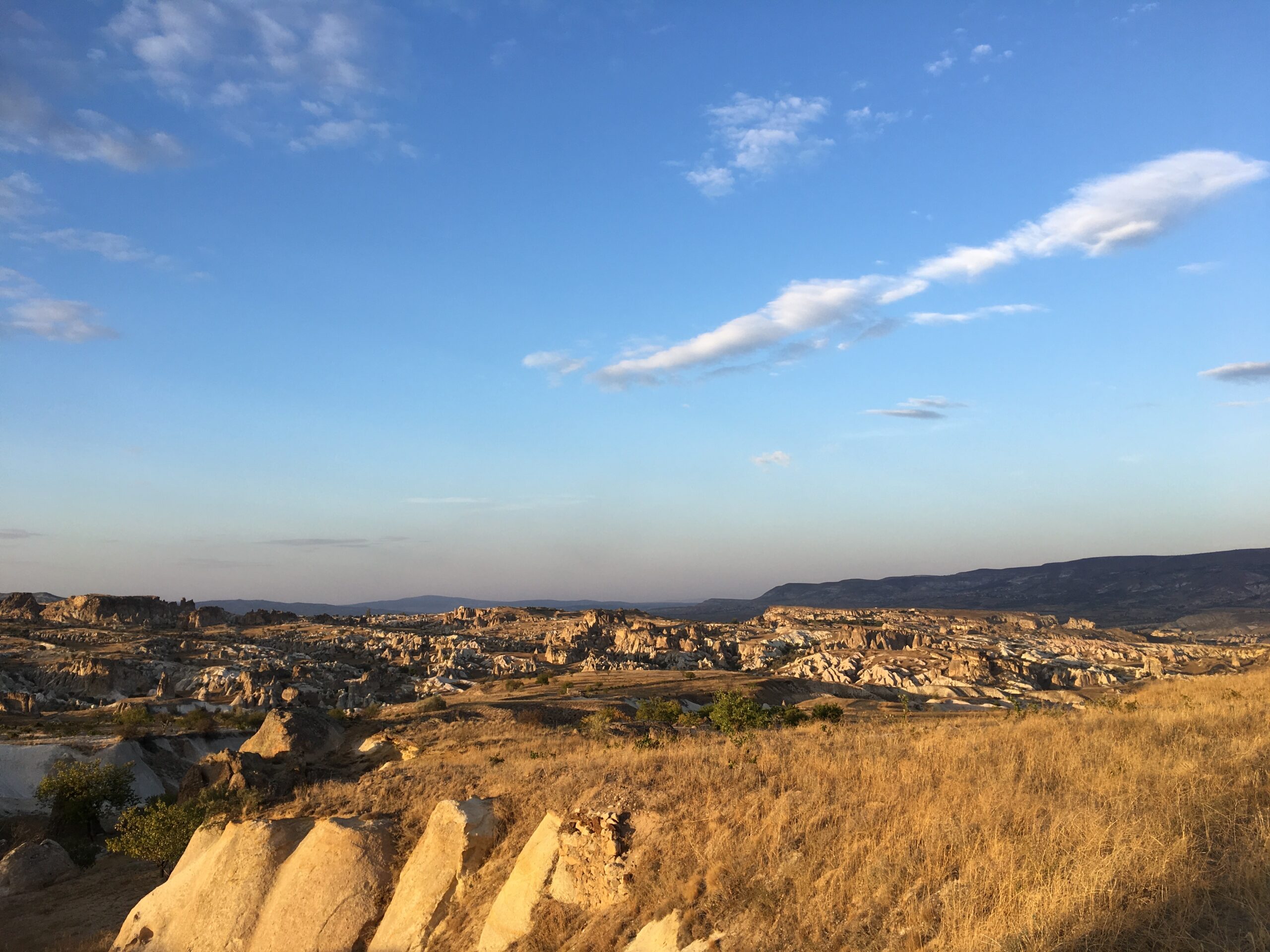 Cappadocia valley landscape at golden hour near Aya Kapadokya